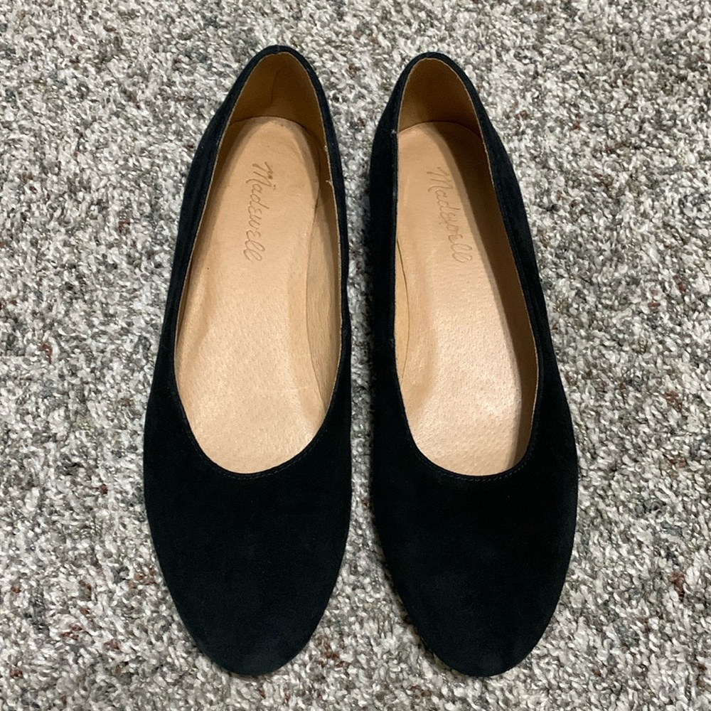 Madewell black leia suede flats